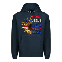 Navy She loves Jesus and America too 4th of july Premium Hoodie - CowGirlArtShop