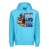 Ocean Blue She loves Jesus and America too 4th of july Premium Hoodie - CowGirlArtShop
