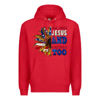 Red She loves Jesus and America too 4th of july Premium Hoodie - CowGirlArtShop