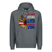 Rock She loves Jesus and America too 4th of july Premium Hoodie - CowGirlArtShop