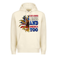 Sandshell She loves Jesus and America too 4th of july Premium Hoodie - CowGirlArtShop