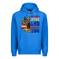True Royal She loves Jesus and America too 4th of july Premium Hoodie - CowGirlArtShop