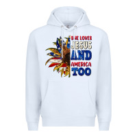 White She loves Jesus and America too 4th of july Premium Hoodie - CowGirlArtShop