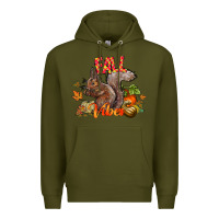 Army Green Fall Vibes Squirrel Premium Hoodie - CowhideDigitalArt