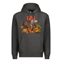 Charcoal Heather Fall Vibes Squirrel Premium Hoodie - CowhideDigitalArt