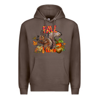 Coffee Fall Vibes Squirrel Premium Hoodie - CowhideDigitalArt