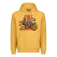 Mustard Fall Vibes Squirrel Premium Hoodie - CowhideDigitalArt