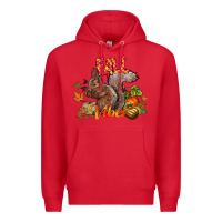 Red Fall Vibes Squirrel Premium Hoodie - CowhideDigitalArt