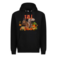 Black Fall Vibes Squirrel Premium Hoodie - CowhideDigitalArt