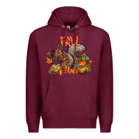 Burgundy Fall Vibes Squirrel Premium Hoodie - CowhideDigitalArt