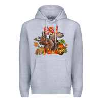 Heather Grey Fall Vibes Squirrel Premium Hoodie - CowhideDigitalArt