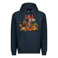 Navy Fall Vibes Squirrel Premium Hoodie - CowhideDigitalArt