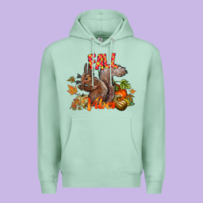 Fall Vibes Squirrel Premium Hoodie Designed By Cowhidedigitalart