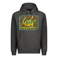 Charcoal Heather the lake is my happy place Premium Hoodie - HRA Design Shop
