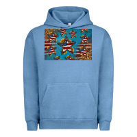 Pigment Pebble Blue 4th of july stars skinny metal can holder Urban Hoodie - HRA Design Shop