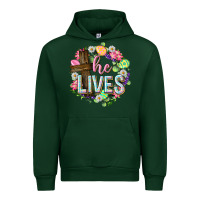 Forest Green He lives Easter with flowers Urban Hoodie - Neo Western
