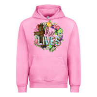 Fuchsia Pink He lives Easter with flowers Urban Hoodie - Neo Western
