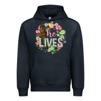 Navy He lives Easter with flowers Urban Hoodie - Neo Western