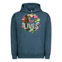 Pigment Midnight Navy He lives Easter with flowers Urban Hoodie - Neo Western