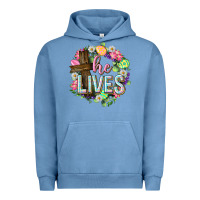 Pigment Pebble Blue He lives Easter with flowers Urban Hoodie - Neo Western