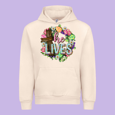 He Lives Easter With Flowers Urban Hoodie Designed By Neo Western