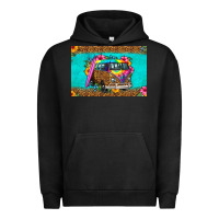 Pigment Black hippie van floral skinny metal can holder Urban Hoodie - HRA Design Shop
