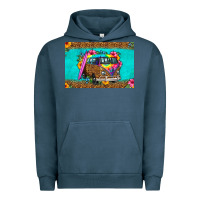 Pigment Midnight Navy hippie van floral skinny metal can holder Urban Hoodie - HRA Design Shop