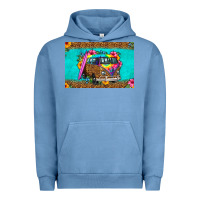 Pigment Pebble Blue hippie van floral skinny metal can holder Urban Hoodie - HRA Design Shop