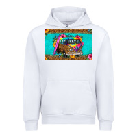 White hippie van floral skinny metal can holder Urban Hoodie - HRA Design Shop