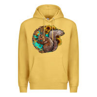 Antique Gold western squirrel with sunflowers Premium Hoodie - CowhideDigitalArt