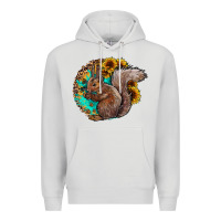 Dove Grey western squirrel with sunflowers Premium Hoodie - CowhideDigitalArt