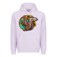 Lilac western squirrel with sunflowers Premium Hoodie - CowhideDigitalArt