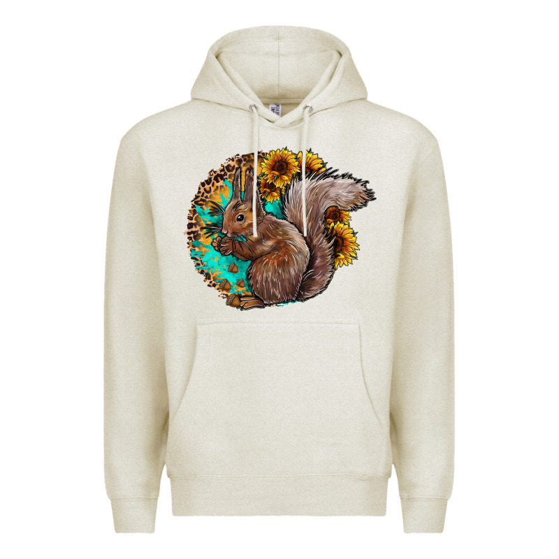 Western Squirrel With Sunflowers Premium Hoodie by CowhideDigitalArt | Teevron