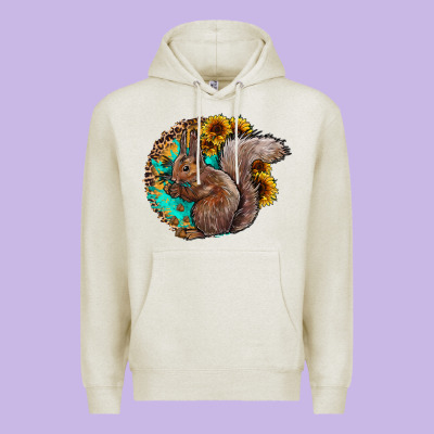 Western Squirrel With Sunflowers Premium Hoodie Designed By Cowhidedigitalart