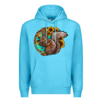 Ocean Blue western squirrel with sunflowers Premium Hoodie - CowhideDigitalArt