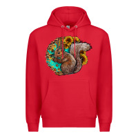 Red western squirrel with sunflowers Premium Hoodie - CowhideDigitalArt