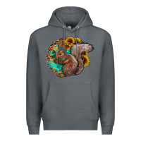 Rock western squirrel with sunflowers Premium Hoodie - CowhideDigitalArt