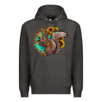 Smoke western squirrel with sunflowers Premium Hoodie - CowhideDigitalArt