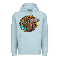 Blue Mist western squirrel with sunflowers Premium Hoodie - CowhideDigitalArt