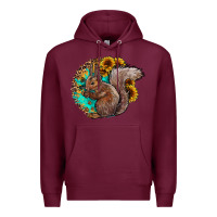 Burgundy western squirrel with sunflowers Premium Hoodie - CowhideDigitalArt