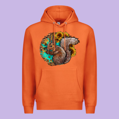 Western Squirrel With Sunflowers Premium Hoodie Designed By Cowhidedigitalart