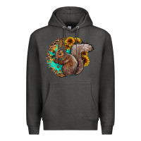 Charcoal Heather western squirrel with sunflowers Premium Hoodie - CowhideDigitalArt