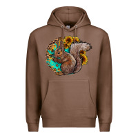 Chestnut western squirrel with sunflowers Premium Hoodie - CowhideDigitalArt