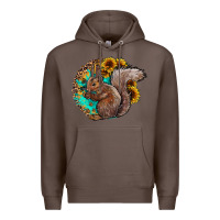 Coffee western squirrel with sunflowers Premium Hoodie - CowhideDigitalArt