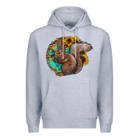Heather Grey western squirrel with sunflowers Premium Hoodie - CowhideDigitalArt