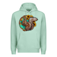Seafoam western squirrel with sunflowers Premium Hoodie - CowhideDigitalArt