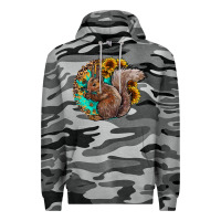 Slate Camo western squirrel with sunflowers Premium Hoodie - CowhideDigitalArt