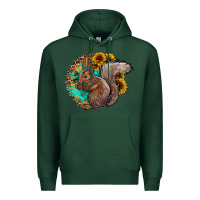 Sports Green western squirrel with sunflowers Premium Hoodie - CowhideDigitalArt