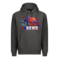Charcoal Heather Red white rawr 4th of july Premium Hoodie - CowGirlArtShop