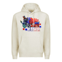 Oatmeal Heather Red white rawr 4th of july Premium Hoodie - CowGirlArtShop